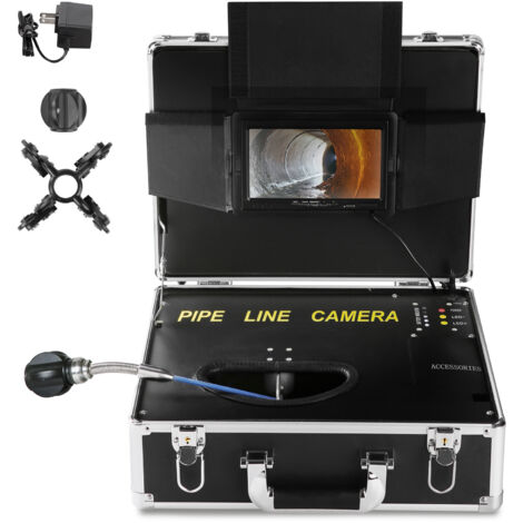 Mophorn Cámara de Inspección de Tuberías Longitud de 30 m Pantalla Endoscopio 7" con IP68 Impermeable DVR 12 LED Ajustable 16GB Tarjeta SD 1000TVL para Tubería Alcantarillado Hogar Drenaje Fontanería
