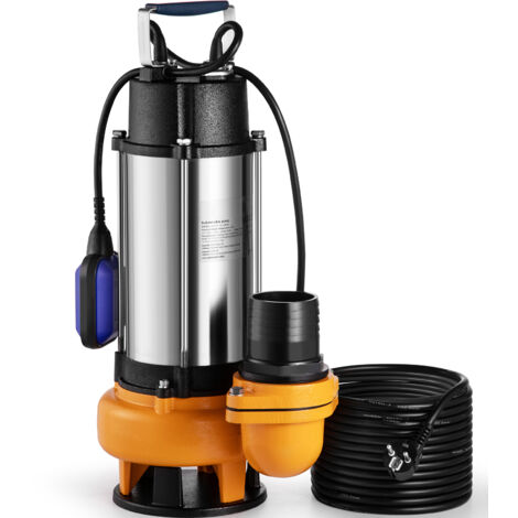 Mophorn Bomba de agua sumergible , 2200W 60000L/H, cable de 10m, interruptor de flotador automático, acero inoxidable, para agua sucia/limpia, drenaje de inundaciones, estanques de jardín, piscinas, b
