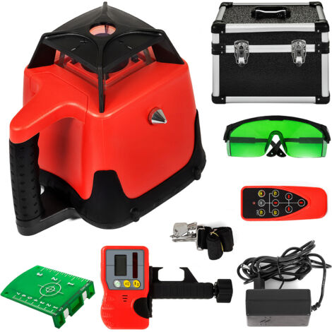 Mophorn Nivel láser de haz verde , kit de nivelación automática y autorrotativo, herramienta láser profesional de alta resistencia con receptor, control remoto y estuche de transporte