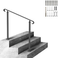 Mophorn Pasamanos de hierro forjado , apto para escaleras exteriores de 2 o 3 escalones, pasamanos ajustable para porche delantero, color negro