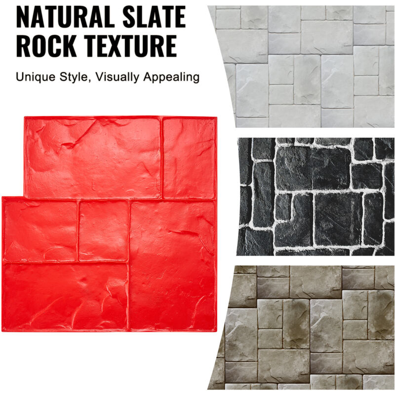 7-Piece Concrete Stamp Mat Set – Polyurethane Texturing Skins, Slate Stone Pattern, 24″ X 24″ Each – YX-09