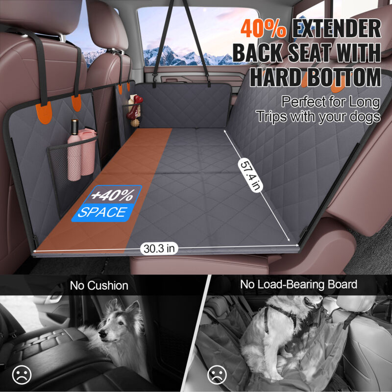 ENBMEI Back Seat Extender For Dogs Hard Bottom Dog Car Seat Cover For