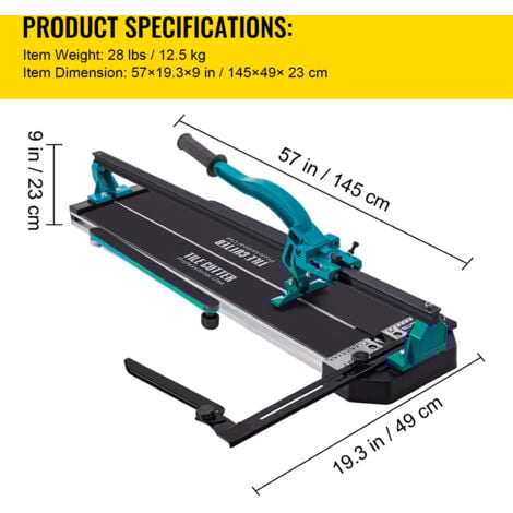 Mophorn 47 Inch Tile Cutter, Single Rail, Double Brackets, 3/5 in Cap, Precise Laser, Manual Tile Cutter for Porcelain and Ceramic Floor Tiles
