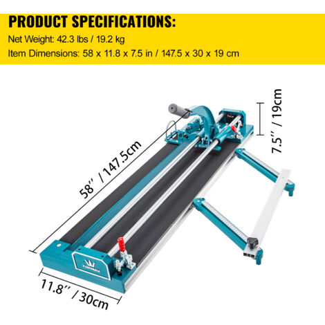 Mophorn 47Inch/1200mm Double Rail Manual Tile Cutter, 3/5 inch Cap with Precise Laser Positioning, Tile Cutter Tools for Precision Cutting, Red