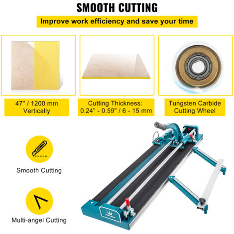 Mophorn 47Inch/1200mm Double Rail Manual Tile Cutter, 3/5 inch Cap with Precise Laser Positioning, Tile Cutter Tools for Precision Cutting, Red