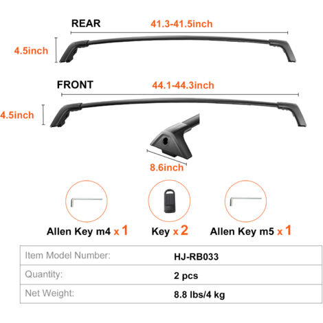 Richeer Aluminum Roof Rack Cross Bars For 2019-2024 Toyota RAV4 - 260LB Load Capacity - View #4