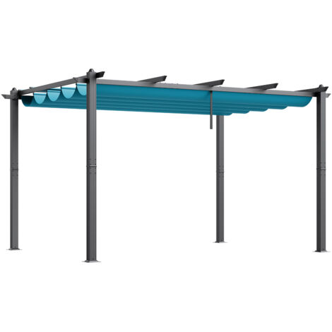 Mophorn 10'x13' Outdoor Retractable Pergola with Canopy, Aluminum-made, Modern Sun Shade for Patios, Gardens, Decks & Backyards - Bule