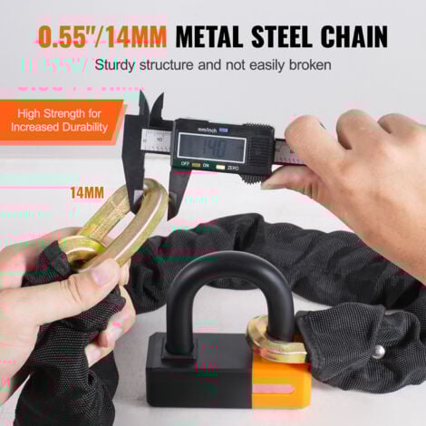 Mophorn Bike Chain Lock, 3.28 Ft Bicycle Chain Lock with 4 Keys, Heavy Duty Metal Steel Anti-Theft High Security Bike Lock, Perfect for Bike, Motorcycle, Scooter, Door, Fence, or Gate, 14mm