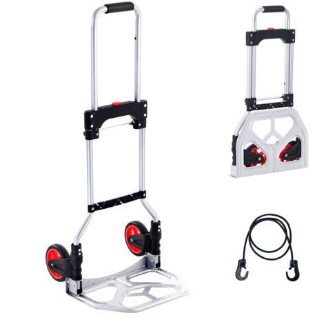 Mophorn Folding Hand Truck, 176 lbs Load Capacity, Aluminum Portable Cart, Convertible Dolly with Telescoping Handle, Rubber Wheels for Moving, Warehouse