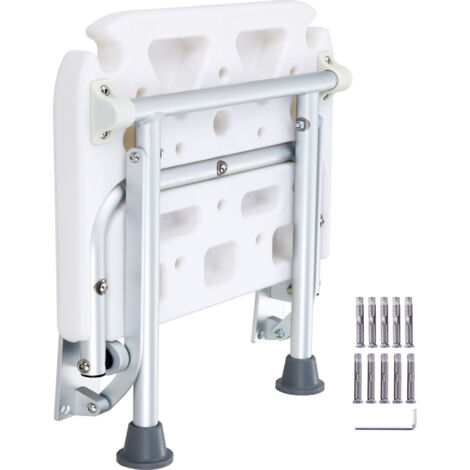 Mophorn Folding PE Shower Seat, 15.7'' x 14.8'' Unfolded, Wall Mounted Fold Up Shower Bench with 500 lbs Load Capacity, Space Saving for All Users