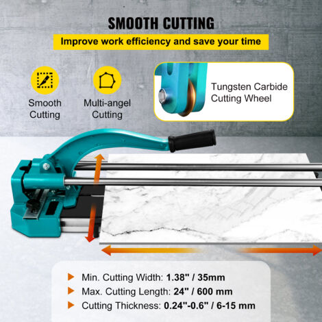 Mophorn 24 Inch Manual Tile Cutter Double Rails & Brackets with Precise Laser Guide, 3/5 in Cutting Capacity, Tile Cutter Tools for Precision Cutting