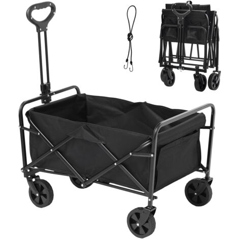 Mophorn Collapsible Folding Wagon, 2 Cu.Ft Beach Cart with All-Terrain 5" Wheels, Heavy-Duty 220 lbs Capacity, Folding Wagon with Drink Holders for Camping, Shopping, Sports