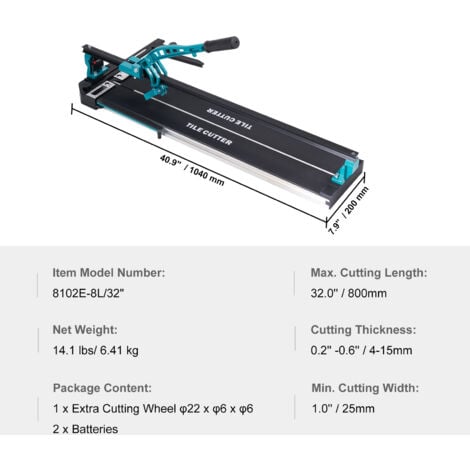 Mophorn 800mm Manual Tile Cutter, Porcelain Ceramic Cutter with Tungsten Carbide Wheel, Infrared Positioning, Anti-Skid Feet, Durable Rails for Professionals and Beginners