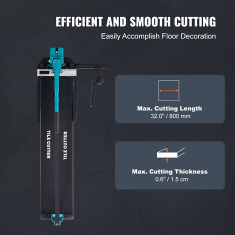 Mophorn 800mm Manual Tile Cutter, Porcelain Ceramic Cutter with Tungsten Carbide Wheel, Infrared Positioning, Anti-Skid Feet, Durable Rails for Professionals and Beginners
