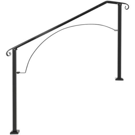 Mophorn Handrails for Outdoor Steps, Fit 4 or 5 Steps Outdoor Stair Railing, Arch4 Wrought Iron Handrail, Flexible Porch Railing, Black Transitional Handrails for Concrete Steps or Wooden Stairs