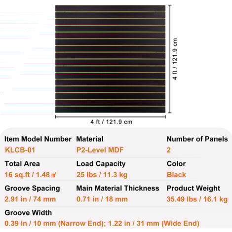 Mophorn Slatwall Panels, 4 ft x 2 ft Black Garage Wall Panels 24"H x 48"L (Set of 2 Panels), Heavy Duty for Organizing Retail, Garage, and Craft Spaces
