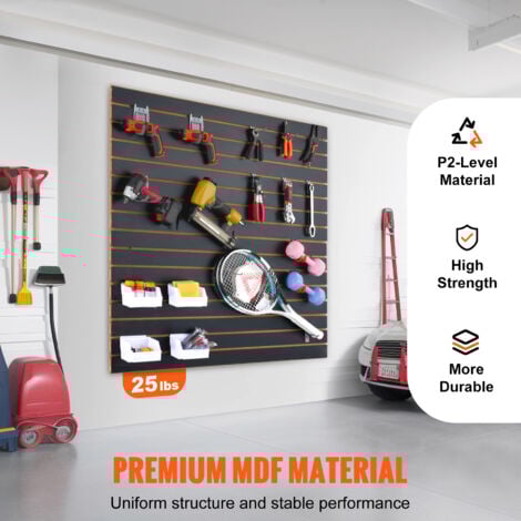 Mophorn Slatwall Panels, 4 ft x 2 ft Black Garage Wall Panels 24"H x 48"L (Set of 2 Panels), Heavy Duty for Organizing Retail, Garage, and Craft Spaces