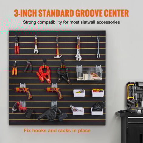 Mophorn Slatwall Panels, 4 ft x 2 ft Black Garage Wall Panels 24"H x 48"L (Set of 2 Panels), Heavy Duty for Organizing Retail, Garage, and Craft Spaces