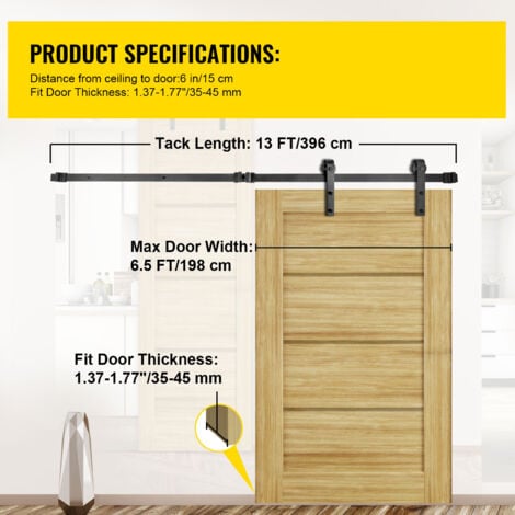 Mophorn 13FT Barn Door Hardware Kit, Carbon Steel for Double Doors, A Sliding Barn Door Hardware Kit is a Great Way to Add a Little Privacy to an Open Space or Divide a Separated Space