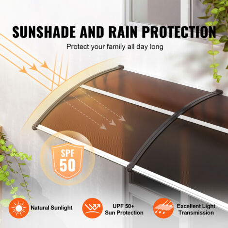 Mophorn Window Door Awning Canopy 40" x 120", UPF 50+ Polycarbonate, Outdoor Entry Door Overhang, UV, Rain, Snow Protection, Hollow Sheet