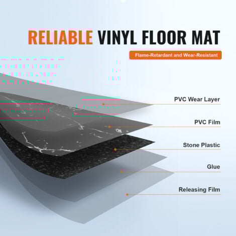 Mophorn Self Adhesive Vinyl Floor Tiles 12 x 12 inch, 50 Tiles 1.5mm Thick. Transform Your Space with Black Marble DIY Flooring for Various Rooms