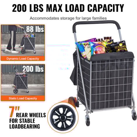 Mophorn Folding Shopping Cart, Up to 200 lbs Capacity, Grocery