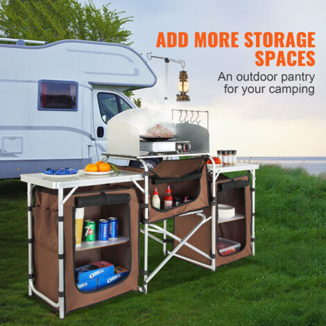 Mophorn Camping Kitchen Table, Folding Outdoor Cooking Station