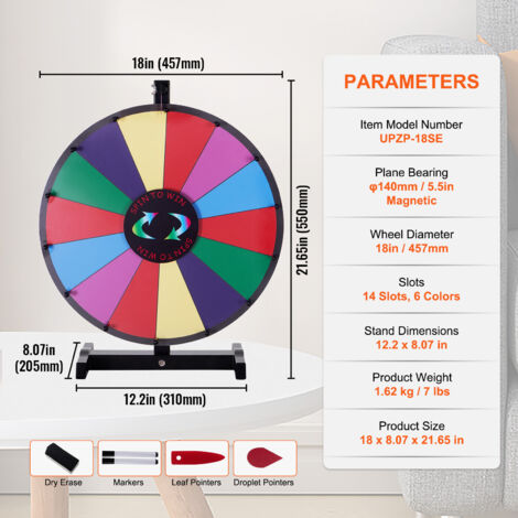 Mophorn 18 inch Spinning Prize Wheel, 14 Slots Tabletop Spinner, Heavy ...