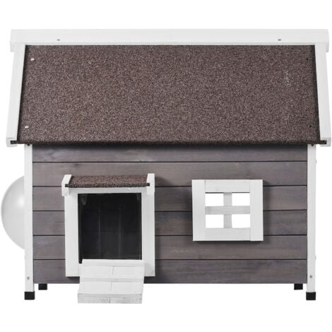 Mophorn Outdoor Cat House Weatherproof, Feral Cat Shelter for Multiple Cats, Outdoor Wooden Cat House with Large Side Door, PVC Door Flaps, Open Roof and Clear Window, 22"L x 30"W x 26"H