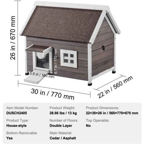 Mophorn Outdoor Cat House Weatherproof, Feral Cat Shelter for Multiple Cats, Outdoor Wooden Cat House with Large Side Door, PVC Door Flaps, Open Roof and Clear Window, 22"L x 30"W x 26"H
