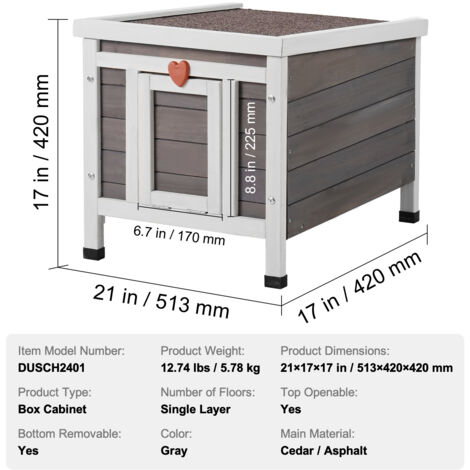 Mophorn Outdoor Cat House Weatherproof, Feral Cat Shelter for Multiple Cats, Outdoor Wooden Cat Rabbit House with PVC Door Flaps and Open Roof, 21"L x 17"W x 17"H