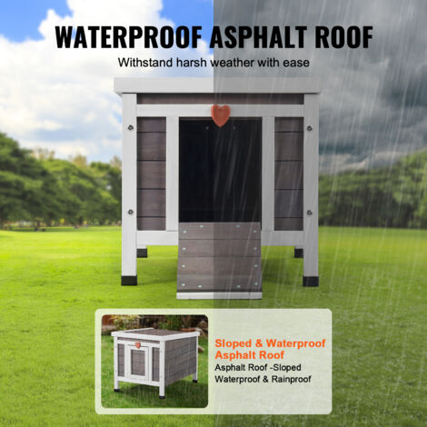 Mophorn Outdoor Cat House Weatherproof, Feral Cat Shelter for Multiple Cats, Outdoor Wooden Cat Rabbit House with PVC Door Flaps and Open Roof, 21"L x 17"W x 17"H