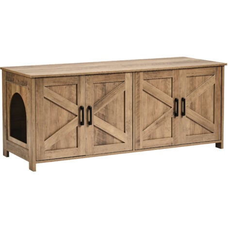 Mophorn Cat Litter Box Enclosure for 2 Cats, Litter Box Furniture Hidden with Double Rooms, Wooden Cat Box Cabinet Fit Most of Litter Box, 47.2"L x 18.5"W x 19.7"H, Greige