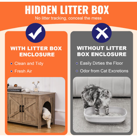 Mophorn Cat Litter Box Enclosure for 2 Cats, Litter Box Furniture Hidden with Double Rooms, Wooden Cat Box Cabinet Fit Most of Litter Box, 47.2"L x 18.5"W x 19.7"H, Greige