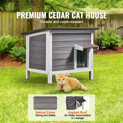 Mophorn Outdoor Cat House Weatherproof, Feral Cat Shelter for Multiple Cats, Outdoor Wooden Cat Rabbit House with All-Round Foam Insulated, Open Roof, PVC Door Flaps, 24"L x 20"W x 21"H