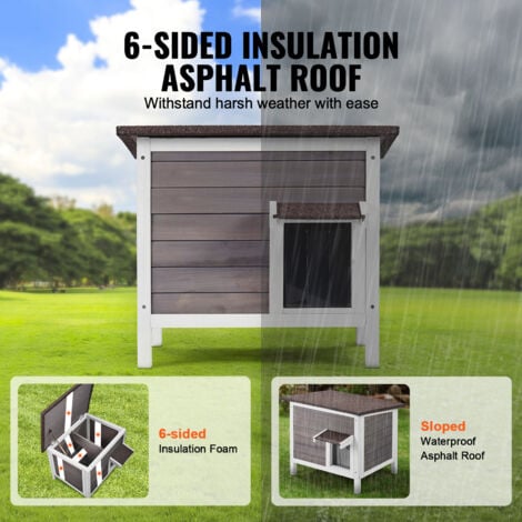 Mophorn Outdoor Cat House Weatherproof, Feral Cat Shelter for Multiple Cats, Outdoor Wooden Cat Rabbit House with All-Round Foam Insulated, Open Roof, PVC Door Flaps, 24"L x 20"W x 21"H