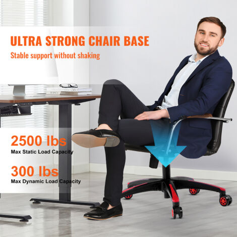 Mophorn Office Chair Base Replacement, 28", 2500 lbs Static Load, Heavy Duty Universal Computer Desk Chair Stool Base Part with 5 Casters and Reinforced Legs, Desk Chair Base Replacement, Black + Red