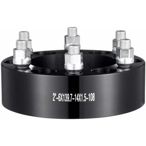 Mophorn Wheel Spacers, 2" 6"x5.5" Wheel Adapters, 6 Lug Forged Spacer, 108 mm Bore Hubcentric M14 x1.5 Studs Spacers, Fit for 1988-2023 Chevrolet, GMC, and Cadillac, 4 PCS Black