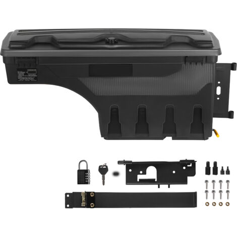 Mophorn Truck Bed Storage Box Lockable Lid Waterproof ABS Wheel Well Tool Box 6.6 Gal 20 L with Password Padlock Compatible with Dodge Ram 1500