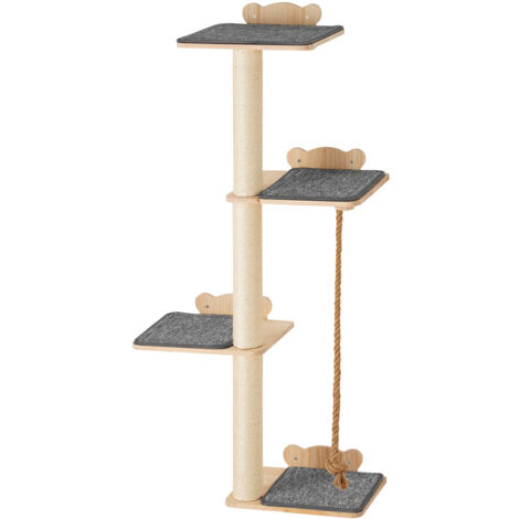 Mophorn 4 Tiers Tall Cat Tree, Cat Wall Furniture Set with 4 Jumping Boards, Wall-Mounted Cat Floating Shelf up to 40 lbs, 12 mm Pine Wood Cat Perch for Sleeping, Playing, and Climbing