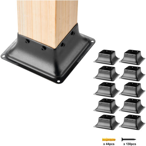 Mophorn 101.6x101.6mm Post Base 10Pcs, Internal 91x91mm Heavy Duty Powder-Coated Steel Post Bracket Fit for Standard Wood Post Anchor, Decking Post Base for Deck Porch Handrail Railing Support