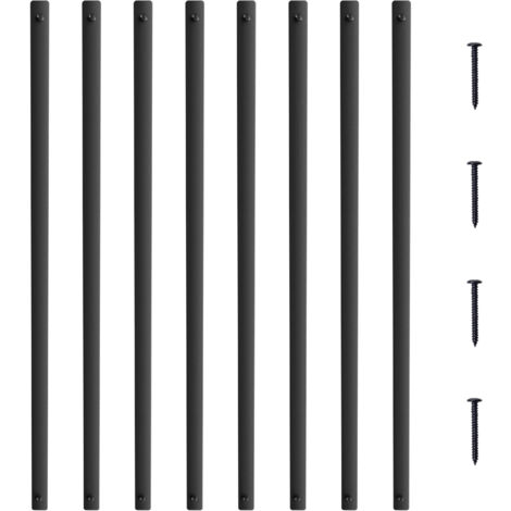 Mophorn Staircase Metal Balusters, 29.5'' x 1'' Flat Aluminum Alloy Decorative Banister Spindles, 51 Pack Deck Baluster with Screws, Classic Hollow Deck Railing Satin Black Powder Coated for Porch