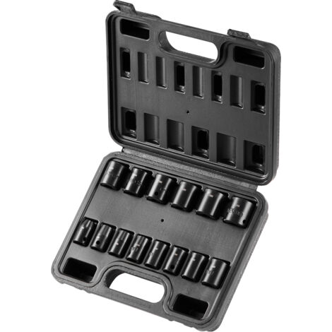 Mophorn 3/8" Drive Impact Socket Set, 14 Piece Shallow Socket Set Metric 7-20mm, 6 Point Cr-Mo Alloy Steel for Auto Repair, Easy-to-Read Size Markings, Rugged Construction, Includes Storage Case