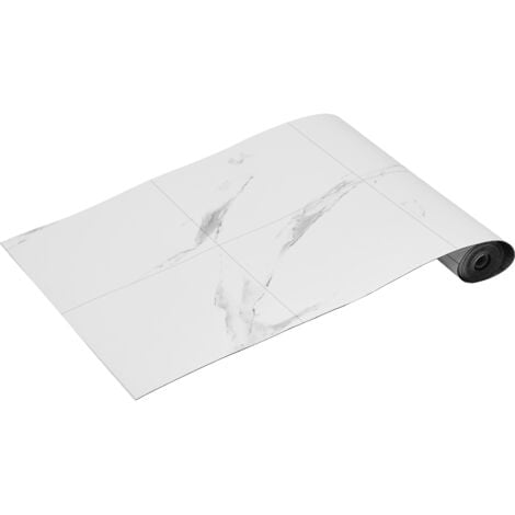 Mophorn Self Adhesive Vinyl Floor Tiles 390 x 23.6 inch, 1.5mm Thick Peel & Stick. White Marble Texture for Home Decor. Ideal for Kitchen & More