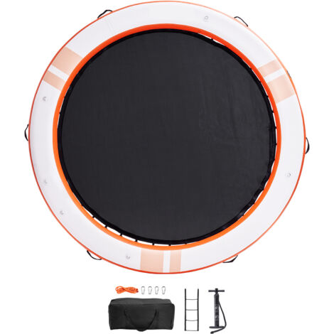 Mophorn Inflatable Floating Dock, 10FT Platform with 8FT Trampoline Mesh Pool, Non-Slip Water Mat, Portable Bag & Detachable Ladder for Pool, Beach Relaxation