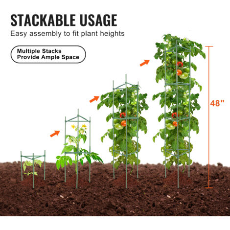 6 Pack Tomato Cages for Garden, up to 48In(4Ft) Adjustable Tomatoes Cage, Garden