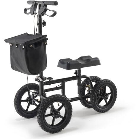 Mophorn Folding Knee Scooter, Carbon Steel Steerable Knee Walker with Height-Adjustable Handlebar & Knee Pad, 12" All-Terrain Wheel, Dual Brakes, Leg Recovery Scooter for Injured Ankle Foot Knee, 350L