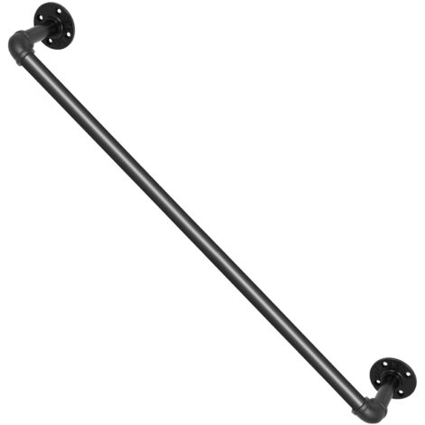 Mophorn Pipe Stair Handrail, 2FT Staircase Handrail, 440LBS Load Capacity Carbon Steel Pipe Handrail, Industrial Pipe Handrail with Wall Mount Support, Round Corner Wall Handrailings for Indoor, Outdo