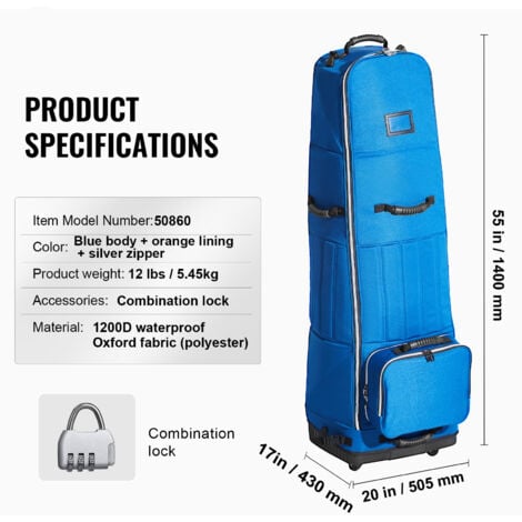 Mophorn Golf Travel Bag, Outdoors Soft-Sided Golf Travel Cover, Heavy Duty 1200D Polyester Oxford Wear-Resistant Waterproof, Padded Luggage Case with Wheels, Foldable Golf Club Storage Bag for Airline