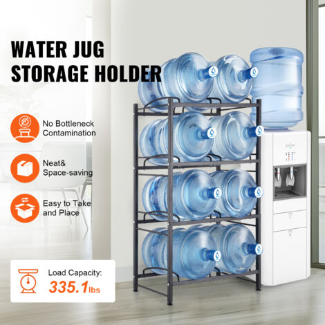 LIANTRAL Water Cooler Jug Rack, 4-Tier Heavy Duty Water Bottle Holder Storage Rack For 5 Gallon Water Dispenser, 5 Gallon Water Bottle Holder, 5 Gallon Water Jug Holder